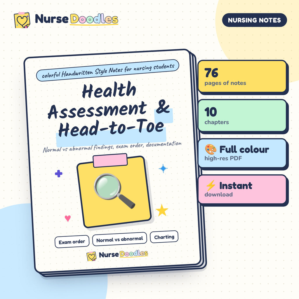 Health Assessment & Head-to-Toe – NurseDoodles Handwritten Style Notes PDF