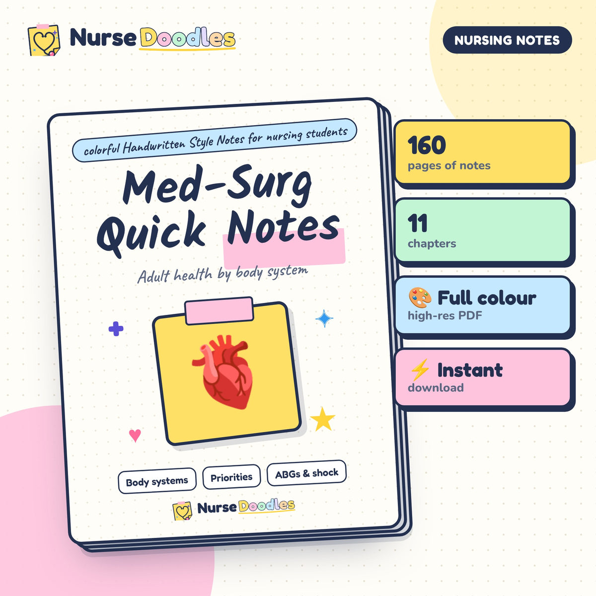 Med-Surg Quick Notes – NurseDoodles Handwritten Style Notes PDF
