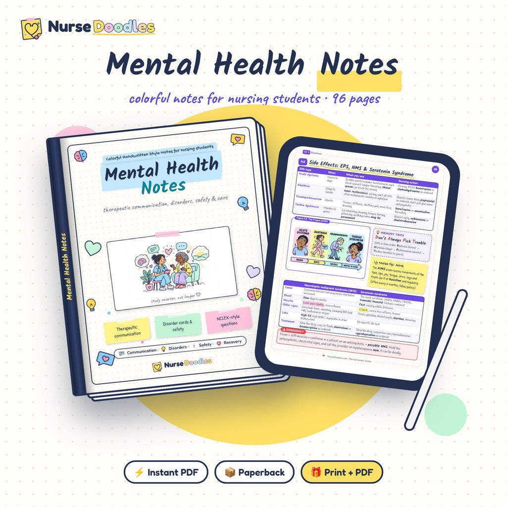Mental Health Notes: instant PDF, full-color paperback, or both
