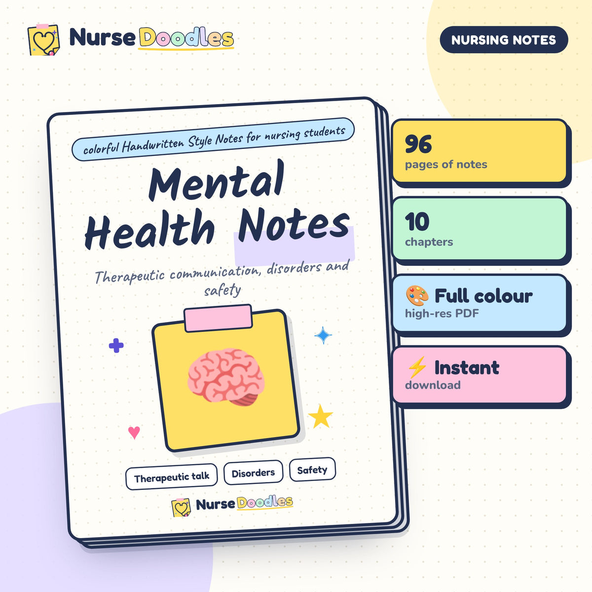 Mental Health Notes – NurseDoodles Handwritten Style Notes PDF