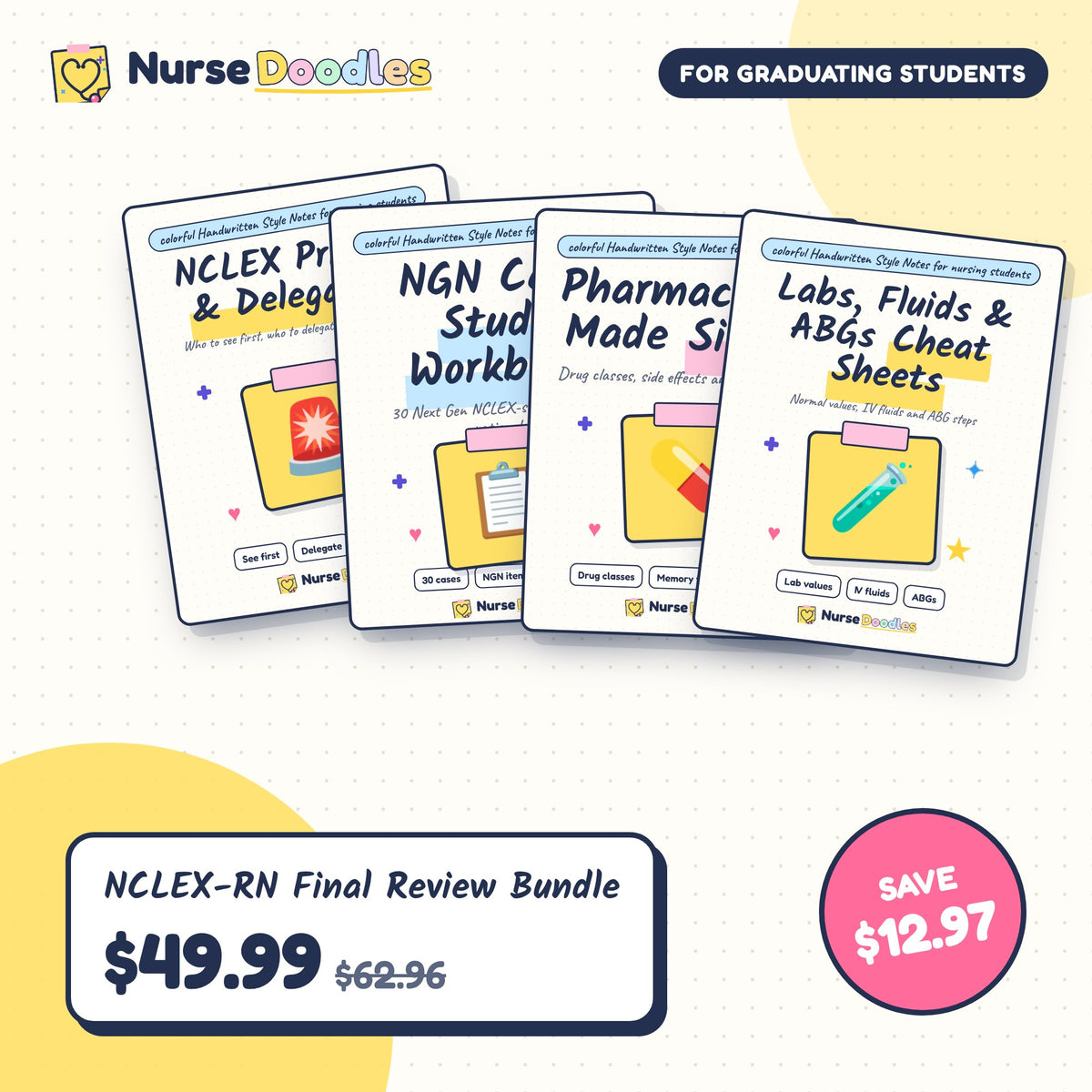 NCLEX-RN Final Review Bundle – NurseDoodles Handwritten Style Notes PDF