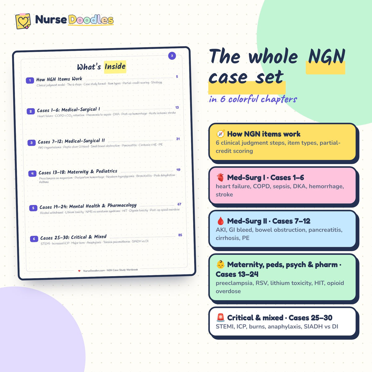 The whole course in colorful chapters: contents of NGN Case Study Workbook