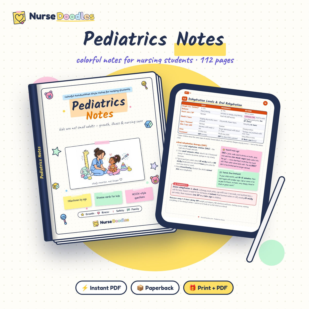 Pediatrics Notes: instant PDF, full-color paperback, or both