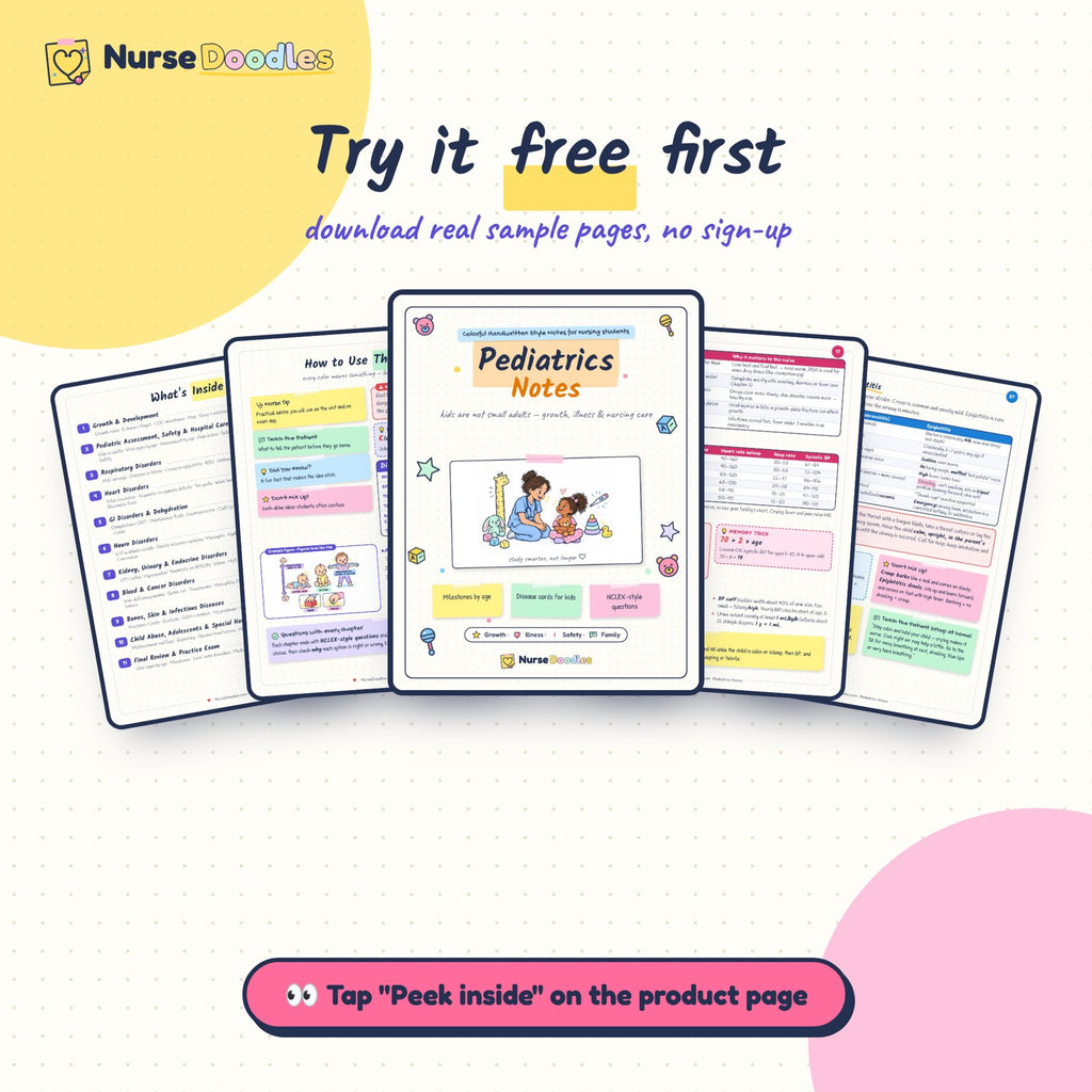 Try it free first: download real sample pages of Pediatrics Notes