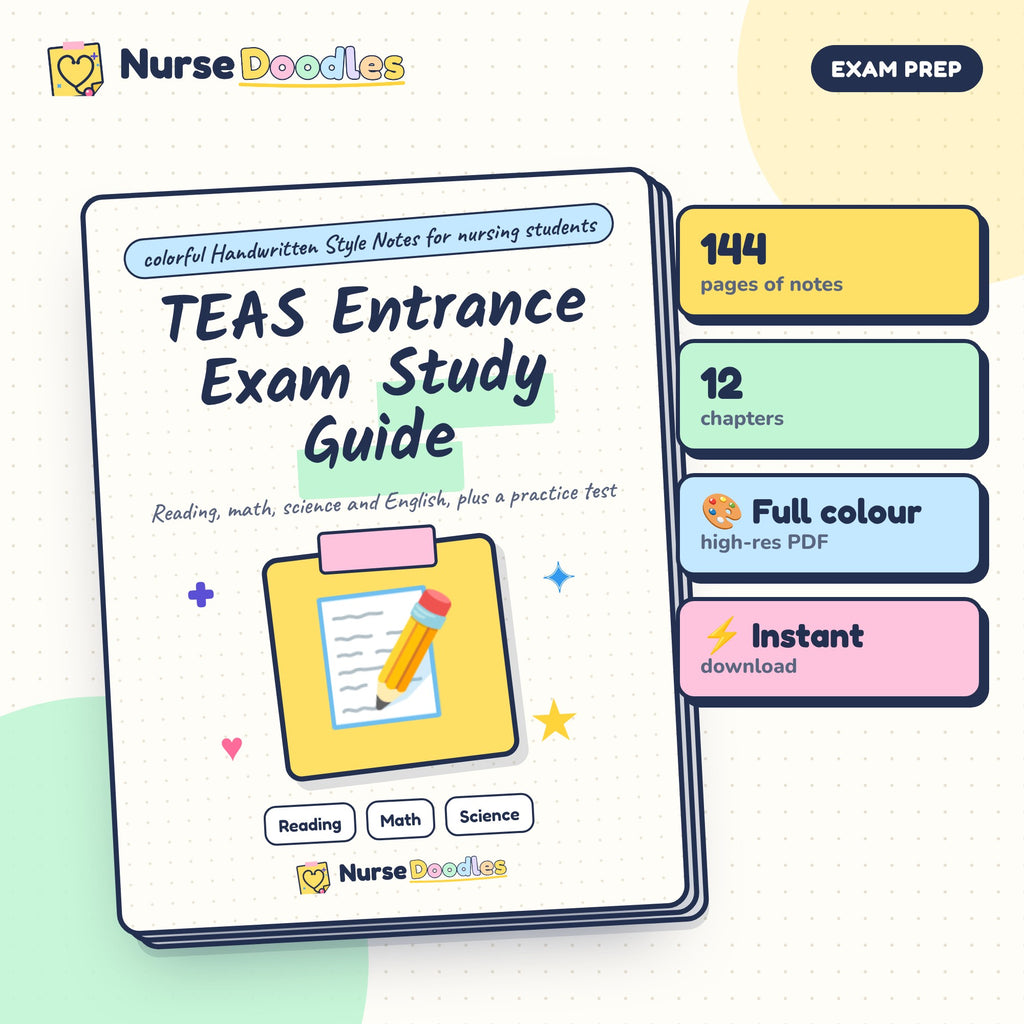 TEAS Entrance Exam Study Guide – NurseDoodles Handwritten Style Notes PDF